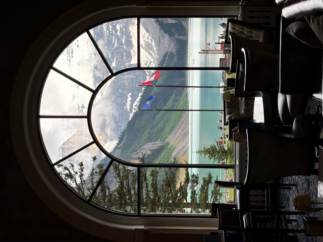 View from the bar at the Fairmont Chateau Lake Louise